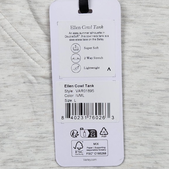 Varley Ellen Cowl Tank Top Womens Large White DoubleSoft Lightweight Knit - Picture 4 of 10